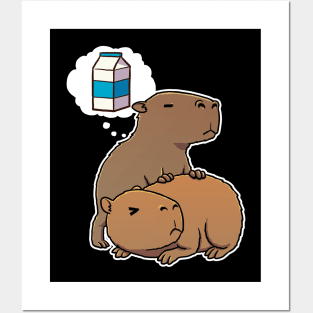 Capybara thirsty for Carton of Milk Posters and Art